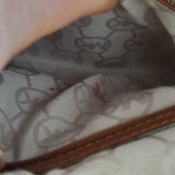 MICHAEL KORS purse Hamilton Red stripe Cream canvas/leather handbag bag 14x12x6 - Picture 12 of 13